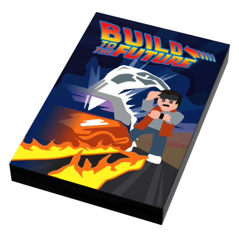 Build to the Future Movie Cover (2x3 Tile) made using LEGO parts - B3 Customs (Online Order Only)