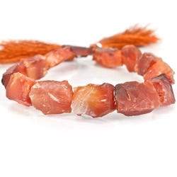 Burnt Orange Agate Beads Hammer Faceted Rectangle (ONLINE ORDER ONLY)