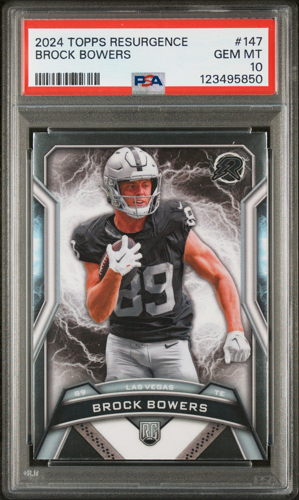 Graded 2024 Topps Resurgence Brock Bowers #147 Rookie RC Football Card PSA 10 Gem Mint (ONLINE ORDER ONLY)