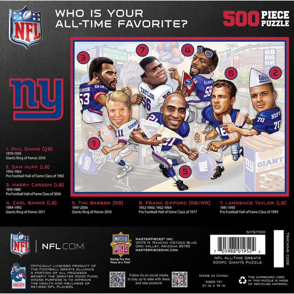 New York Giants - All Time Greats 500 Piece Jigsaw Puzzle (ONLINE ORDER ONLY)