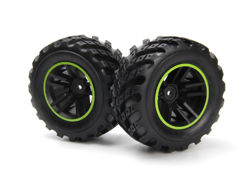 BlackZon Spryte Assembled Wheels & Tires (Black/Green) - OEM Replacement - 540324