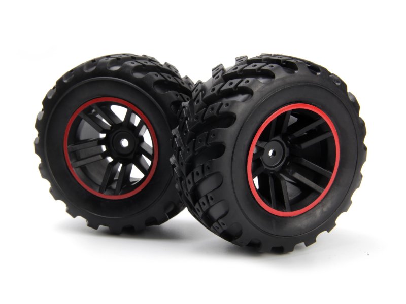 BlackZon Spryte Assembled Wheels & Tires (Black/Red) - OEM Replacement - 540326