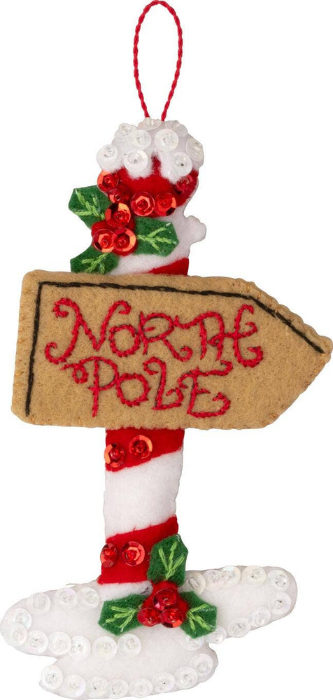 Bucilla North Pole This Way Felt Ornament Kit – Set of 6 Festive Christmas Ornaments (ONLINE ORDER ONLY)