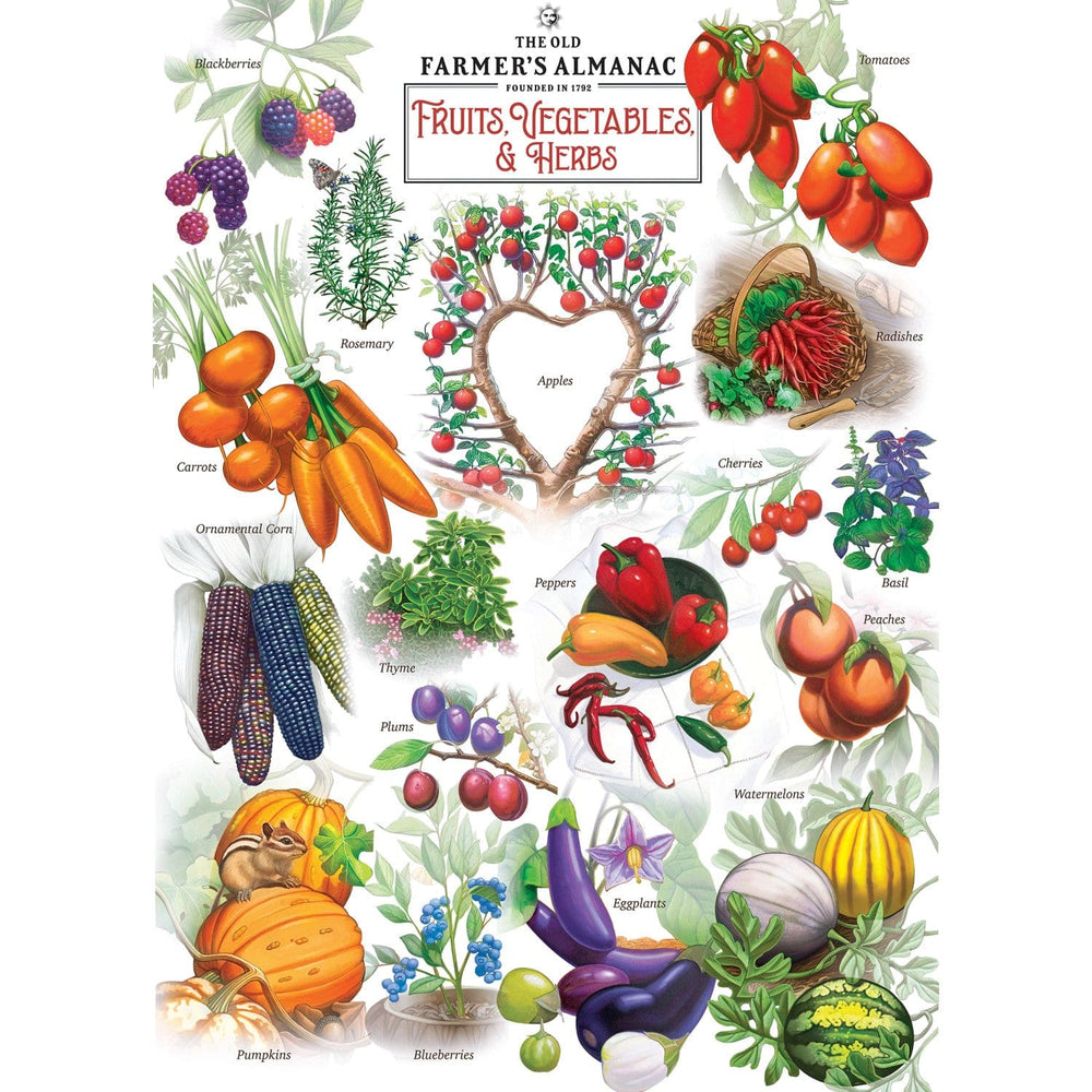 Farmer's Almanac - Fruits, Vegetables, & Herbs 1000 Piece Jigsaw Puzzle (ONLINE ORDER ONLY)
