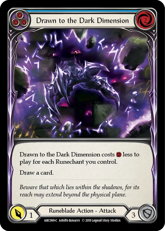 Drawn to the Dark Dimension (Blue) [ARC099-C] (Arcane Rising)  1st Edition Rainbow Foil - Anime Imports LLC