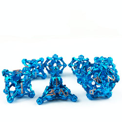 Blue w/Copper Deadly Skull Dice Hollow Metal 7-Dice Set (Online Only)