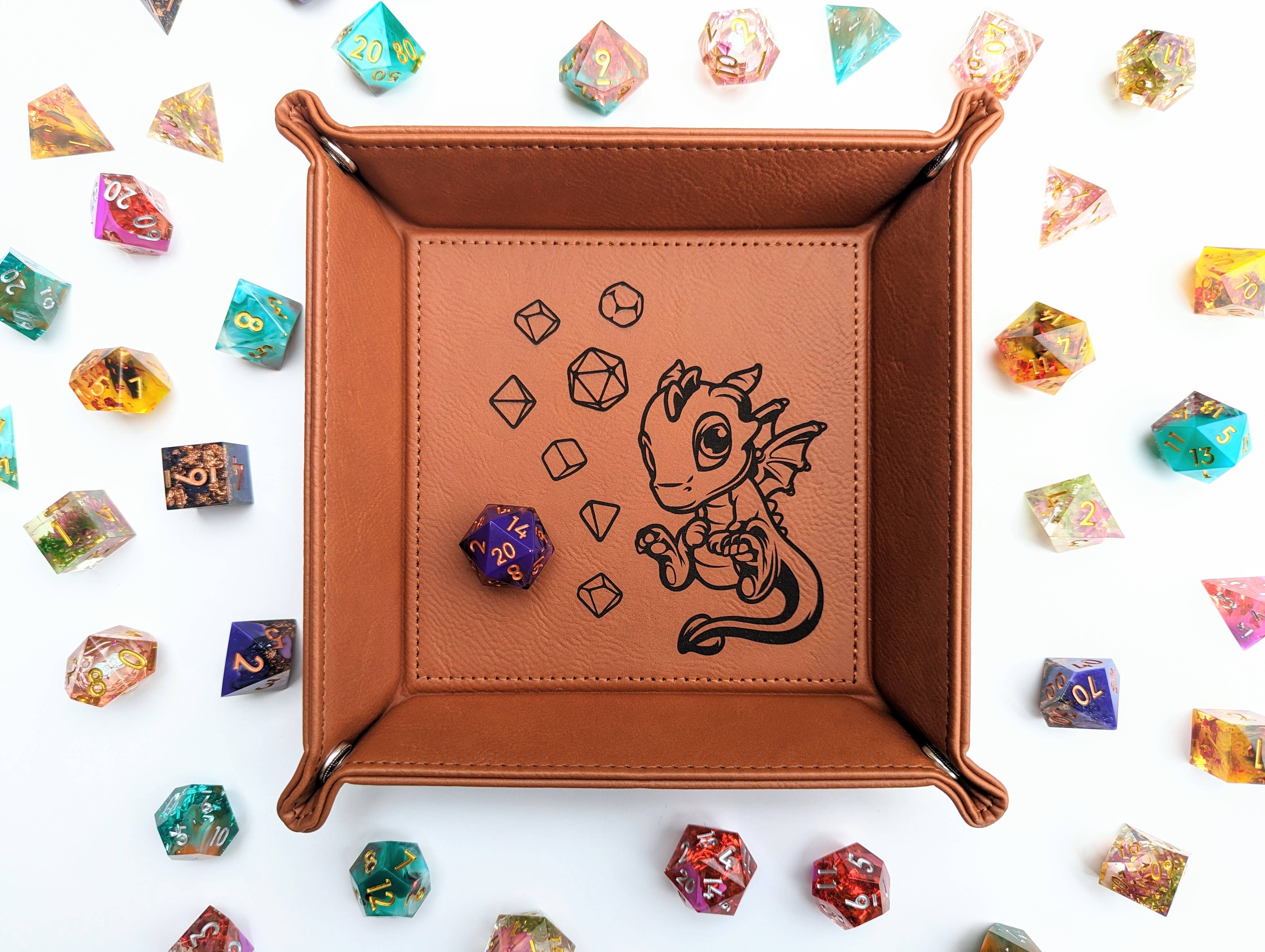 Adoragon - D&D - Vegan Leather Dice Rolling Tray (ONLINE ORDER ONLY)