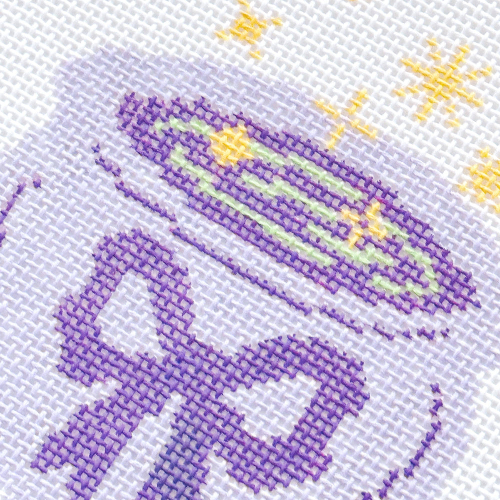 Cotswold Co Designs - Magic Cauldren Halloween Needlepoint Canvas, 18 mesh, 4x4” design, modern trendy needlepoint canvas, bow Halloween needlepoint (ONLINE ORDER ONLY)