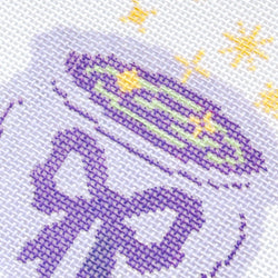 Cotswold Co Designs - Magic Cauldren Halloween Needlepoint Canvas, 18 mesh, 4x4” design, modern trendy needlepoint canvas, bow Halloween needlepoint (ONLINE ORDER ONLY)