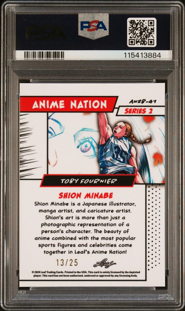 Graded 2025 Leaf Web Exclusives Toby Fournier #41 Anime Nation Series 2 Red /25 Basketball Card PSA 8 Near Mint (ONLINE ORDER ONLY)