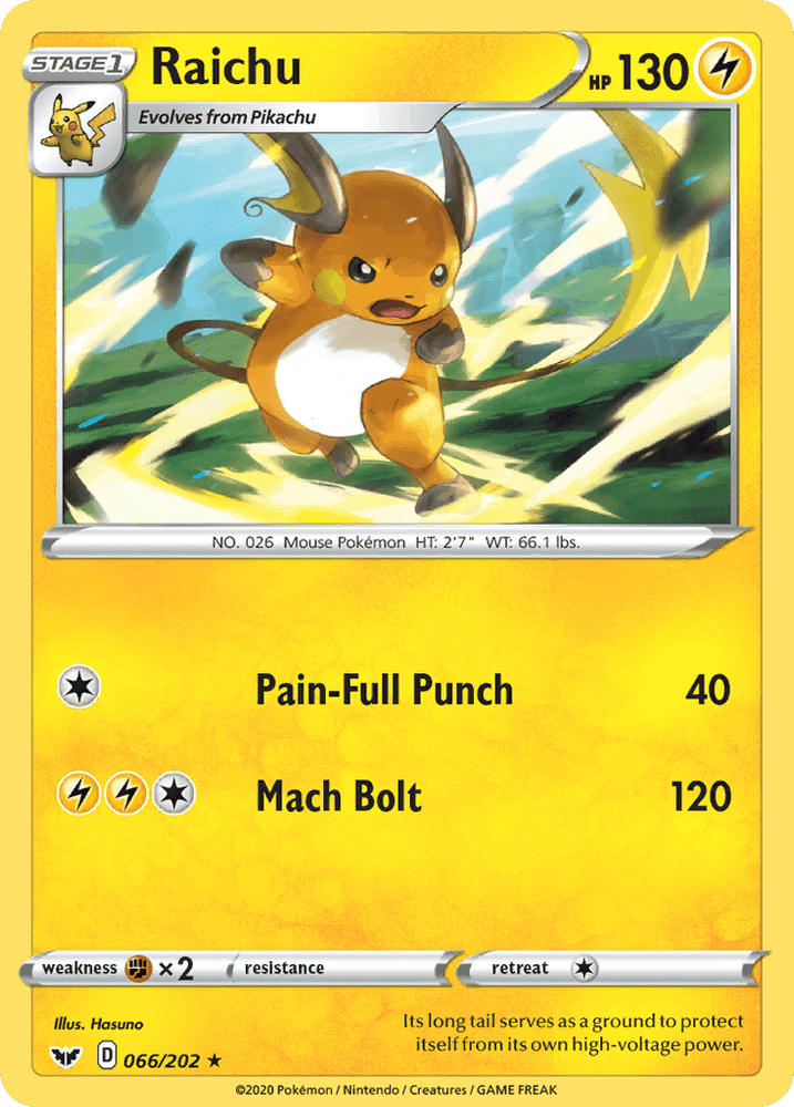 Raichu (066/202) [Sword & Shield: Base Set] (Online Only)
