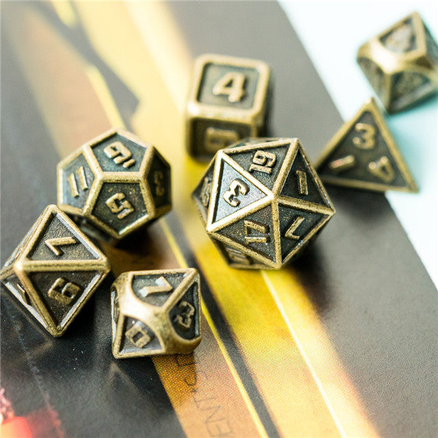 Bronze Mini Metal Dice Ancient Effect | (10mm to 15mm) 7-Dice Udixi RPG (Online Only)