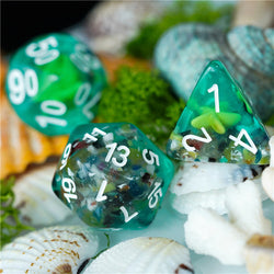 Sea Green Starfish Dice 7-Dice Set Resin Dungeons and Dragons Dice (Online Only)