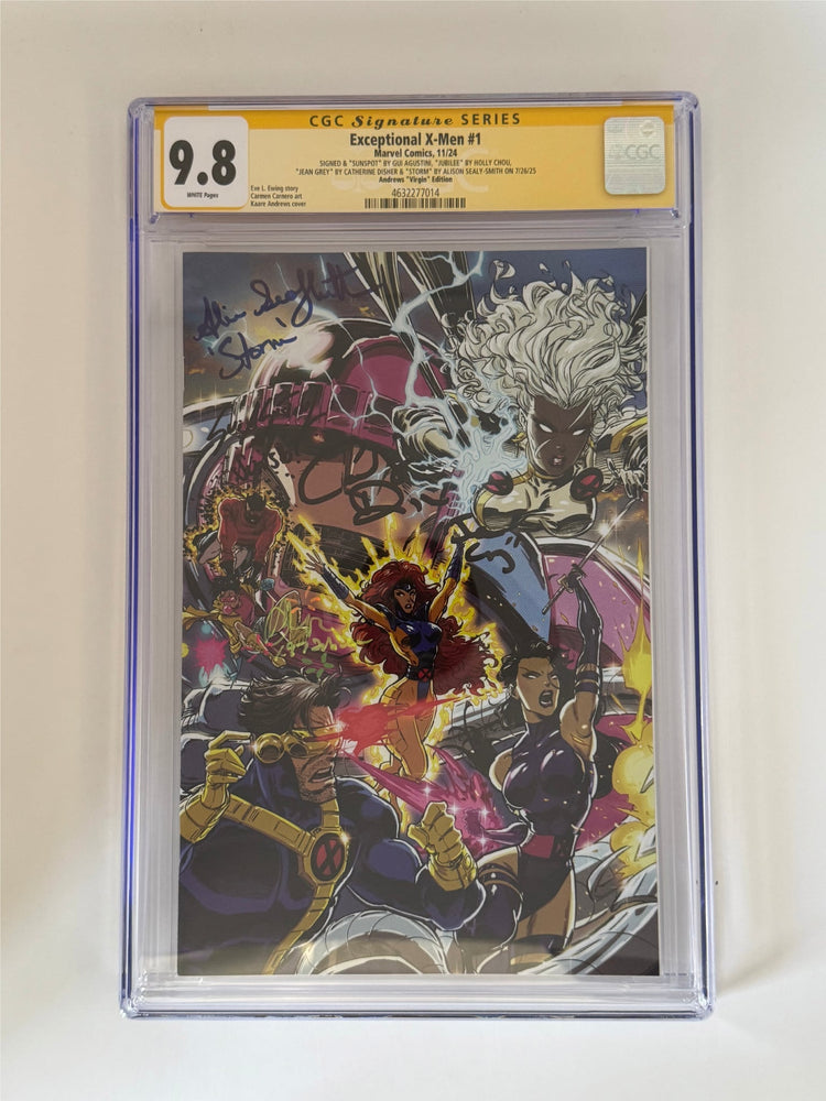[Signed by Catherine Disher | Gui Agustini | Holly Chou | Alison Sealy-Smith] Exceptional X-Men #1 CGC 9.8 Yellow Label Kaare Andrews Exclusive Virgin Var (ONLINE ORDER ONLY)