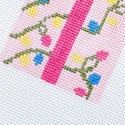 Cotswold Co Designs - Pink Present Christmas Needlepoint Canvas 18 Mesh 2.5”x5” Design, Bow Christmas Needlepoint Ornament, Modern Needlepoint (ONLINE ORDER ONLY)