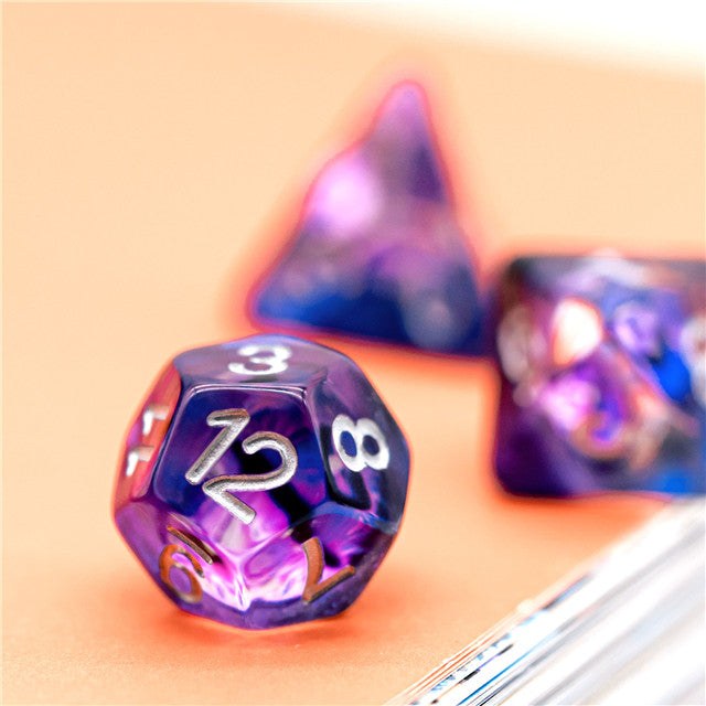 Purple Demon Eye Dragon Eye Dice 7-Dice Set Resin Dungeons and Dragons Dice (Online Only)