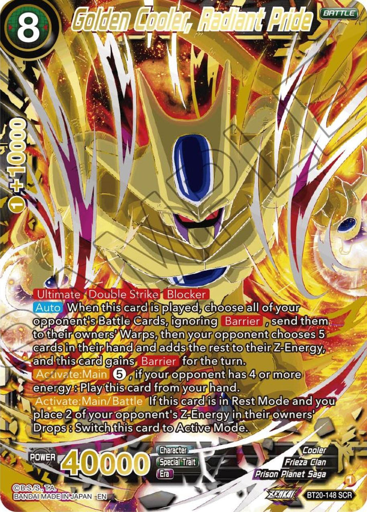 Golden Cooler, Radiant Pride (Alternate Art) (BT20-148) [Power Absorbed] (ONLINE ORDER ONLY)