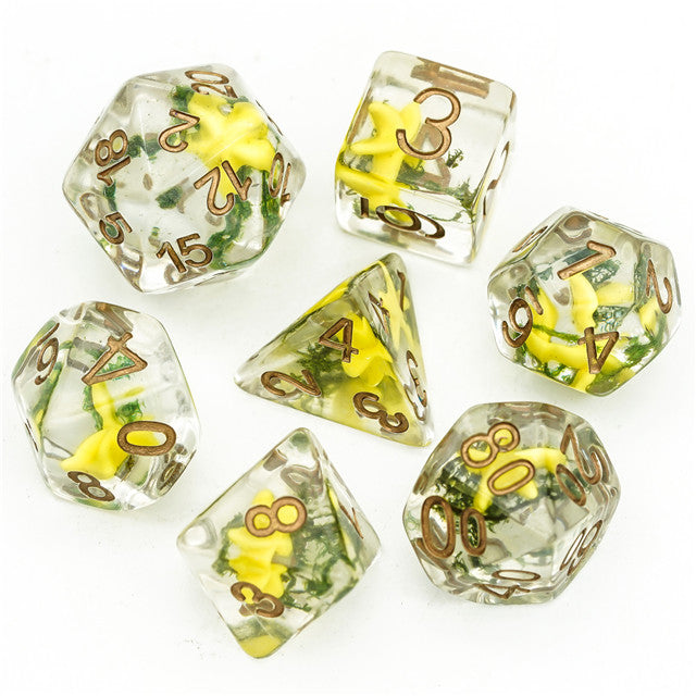 Yellow Starfish Dice 7-Dice Set Resin Dungeons and Dragons Dice (Online Only)