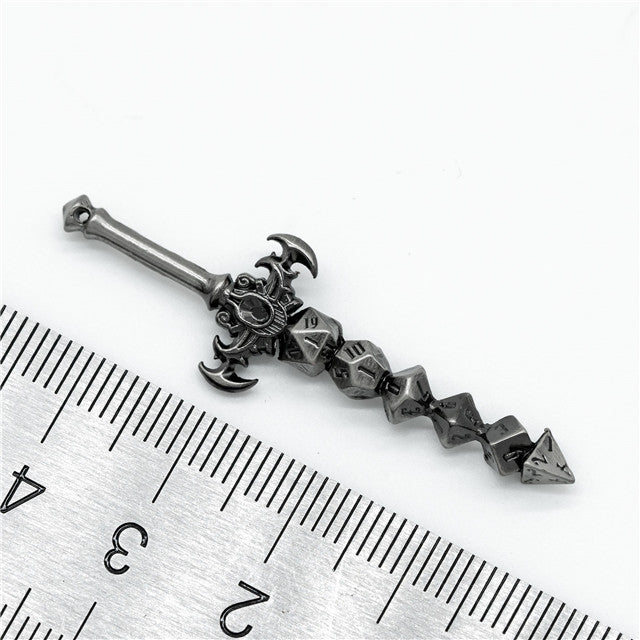 Dice Sword Silver 46mm x 9mm Trinket Novelty (Online Only)