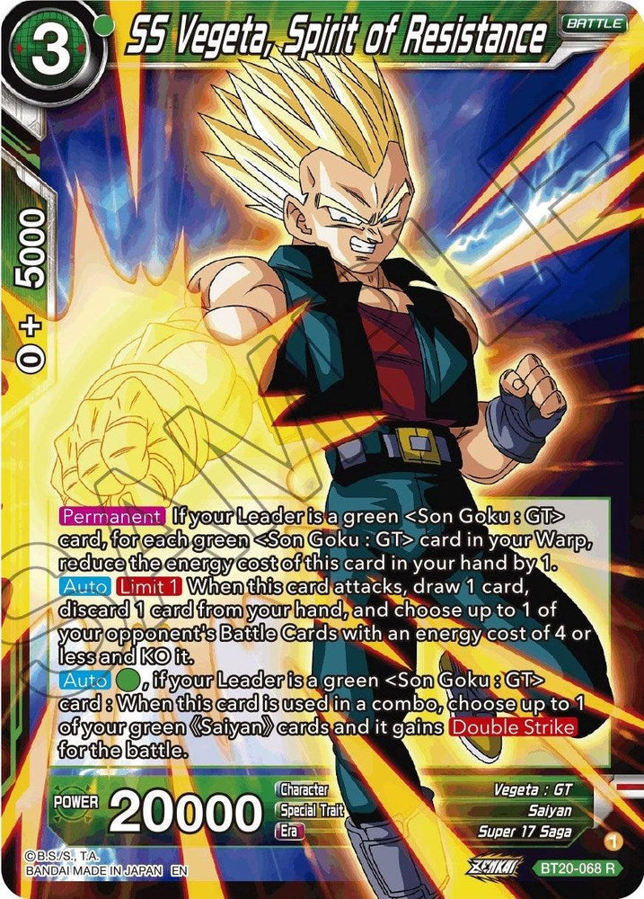 SS Vegeta, Spirit of Resistance (BT20-068) [Power Absorbed] (ONLINE ORDER ONLY)