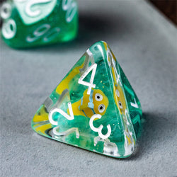 Gold Fish Green 7-Dice Dnd Dice | Glitter w/White Numbers Set (Online Only)