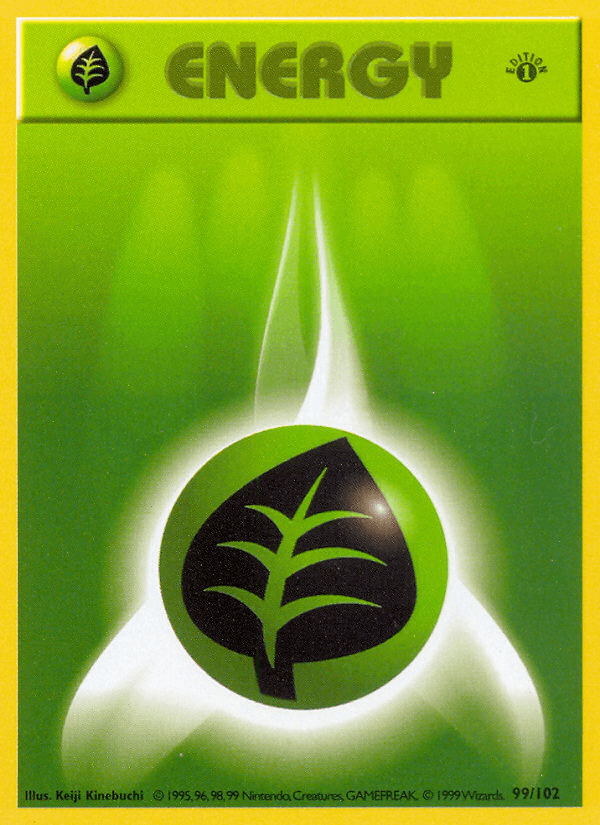 Grass Energy (99/102) (Shadowless) [Base Set 1st Edition] (Online Only)