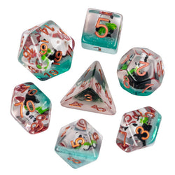 Bamboo Panda on Blue Glitter 7-Dice Set w/Copper Numbers Dnd Dice Set (Online Only)