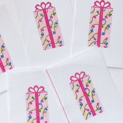 Cotswold Co Designs - Pink Present Christmas Needlepoint Canvas 18 Mesh 2.5”x5” Design, Bow Christmas Needlepoint Ornament, Modern Needlepoint (ONLINE ORDER ONLY)