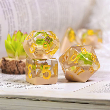 Potted Succulent 7-Dice Set w/Yellow Numbers Dnd Dice Set (Online Only)