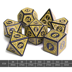 Yellow Magic Flame 7-Dice Set DND RPG Dice Black w/Color Fill (Online Only)