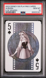 2023 DISNEY 100 PLAYING CARDS AURORA 5 OF SPADES PSA 10 (Online Order Only)