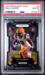 Graded 2024 Panini Prizm Draft Picks Malik Nabers #109 Rookie RC Football Card PSA 10 Gem Mint (ONLINE ORDER ONLY)