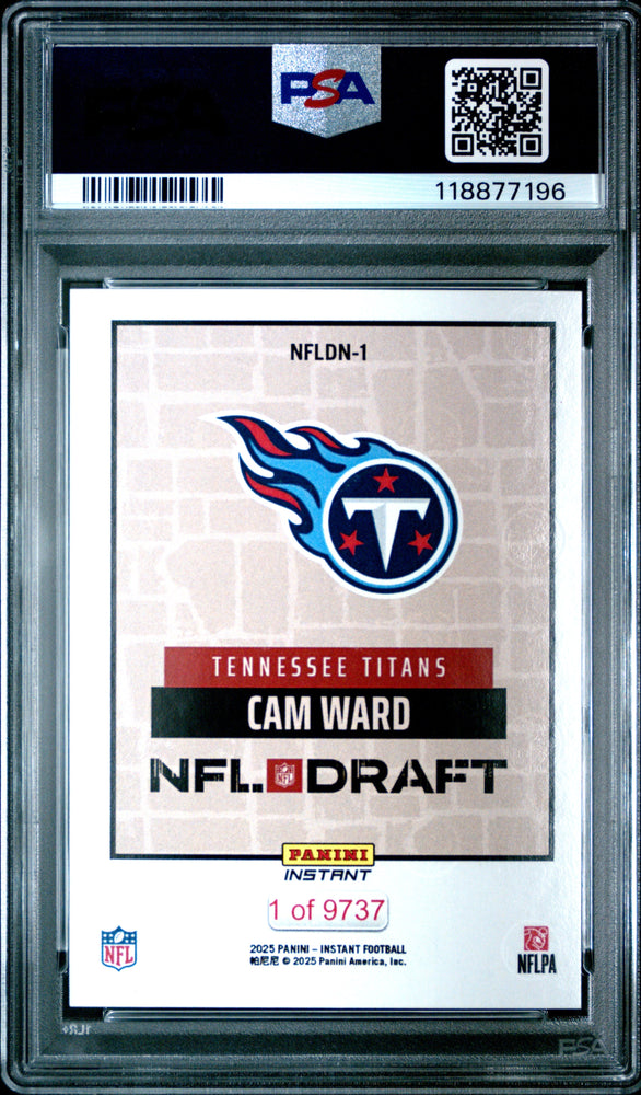 Graded 2025 Panini Instant Cam Ward #NFLDN1 NFL Draft Night Rookie RC Football Card PSA 10 Gem Mint (ONLINE ORDER ONLY)