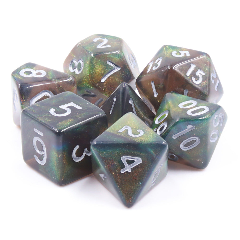 Night Wish: Smoke Grey Glitter Iridescent Effect 7-Dice Set (Online Only)