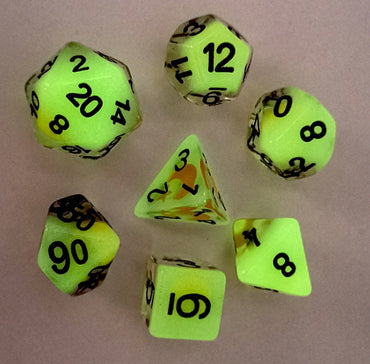 Moon and Star Glow in the Dark 7-Dice DND RPG Dice Set (Online Only)
