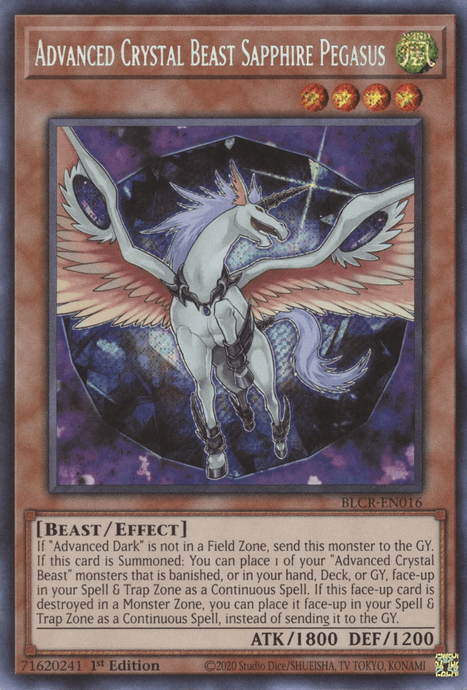 Advanced Crystal Beast Sapphire Pegasus [BLCR-EN016] Secret Rare (ONLINE ORDER ONLY)