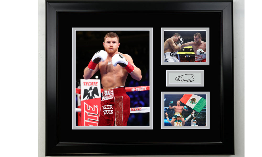 Framed Canelo Alvarez Boxing Facsimile Laser Engraved Signature 14x11 3 Photo Collage (ONLINE ORDER ONLY)