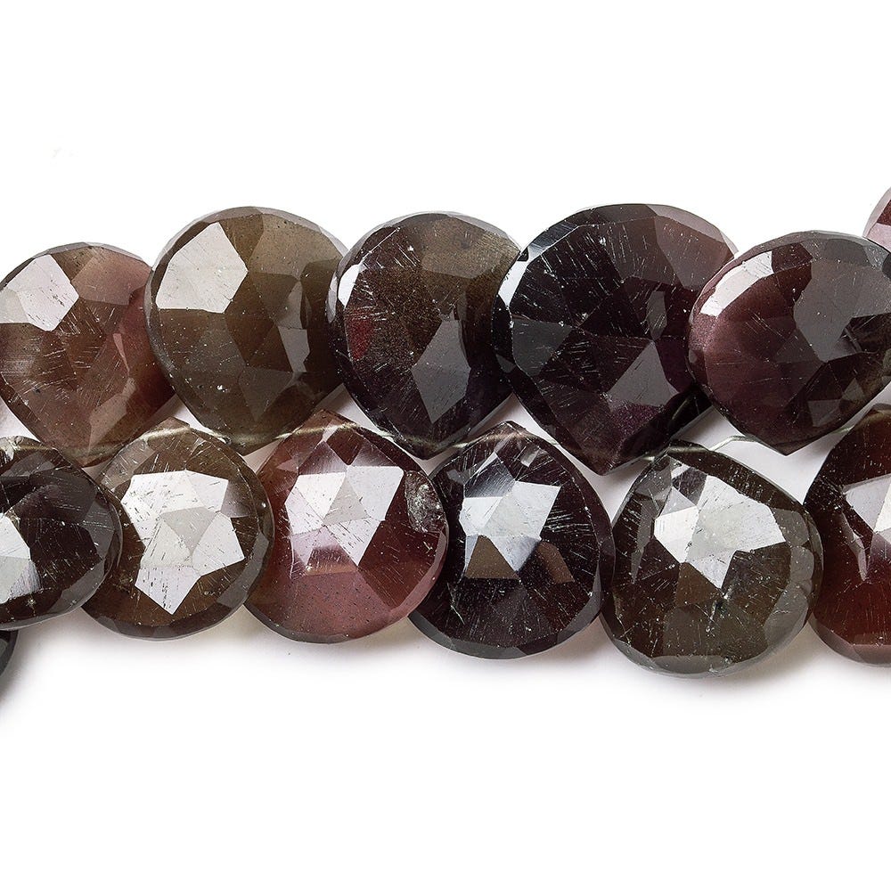 Cat's Eye Scapolite Faceted Heart Briolette Beads, 7 inch, 9x9x4-18x18x8mm, 39 pieces (ONLINE ORDER ONLY)