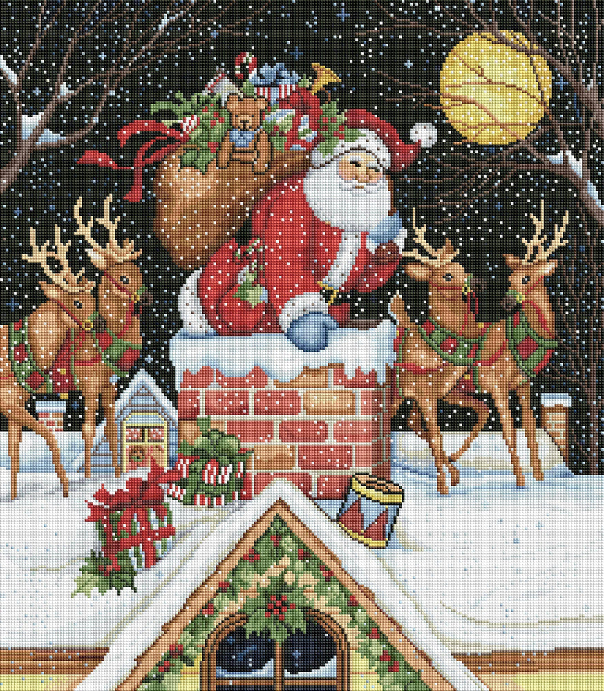 Diamond Art Club – Santa in the Chimney Christmas Diamond Painting (Square Drill, 22" x 25") (ONLINE ORDER ONLY)