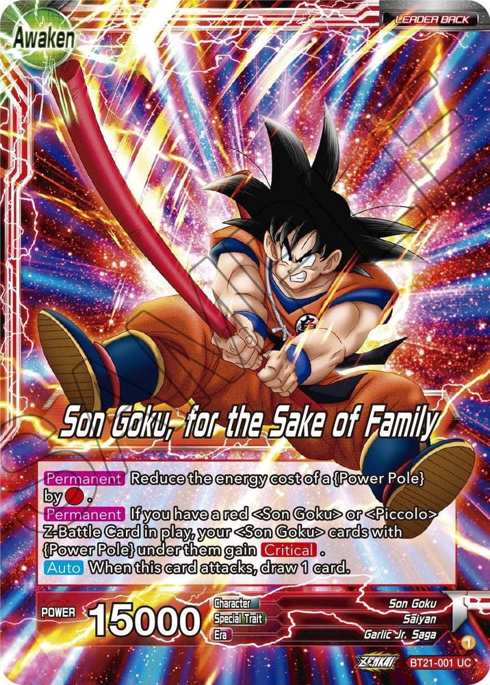 Son Goku // Son Goku, for the Sake of Family (BT21-001) [Wild Resurgence] (ONLINE ORDER ONLY)