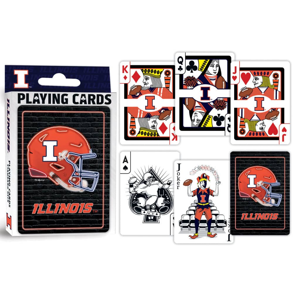 Illinois Fighting Illini Neon-Styled Playing Cards - 54 Card Deck (ONLINE ORDER ONLY)