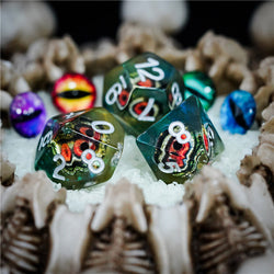 Reptile Green Demon Eye Dragon Eye Dice 7-Dice Set Resin Dungeons and Dragons Dice (Online Only)
