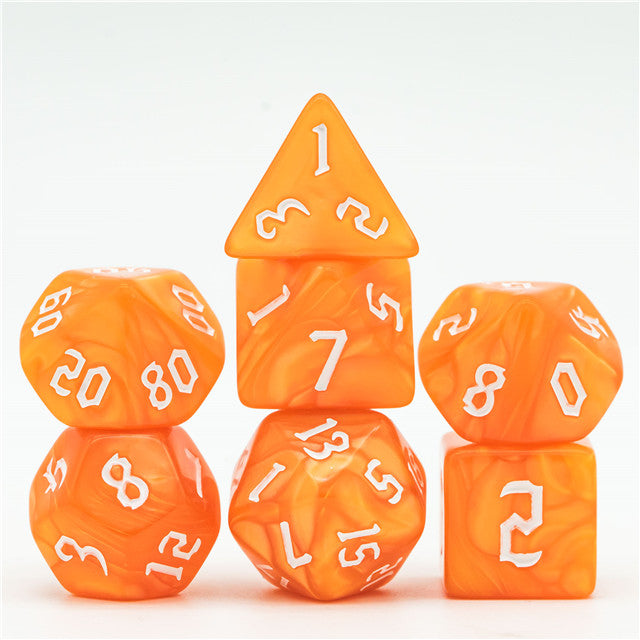 Orange Macaron 7-Dice Blend Set w/White Numbers (Online Only)