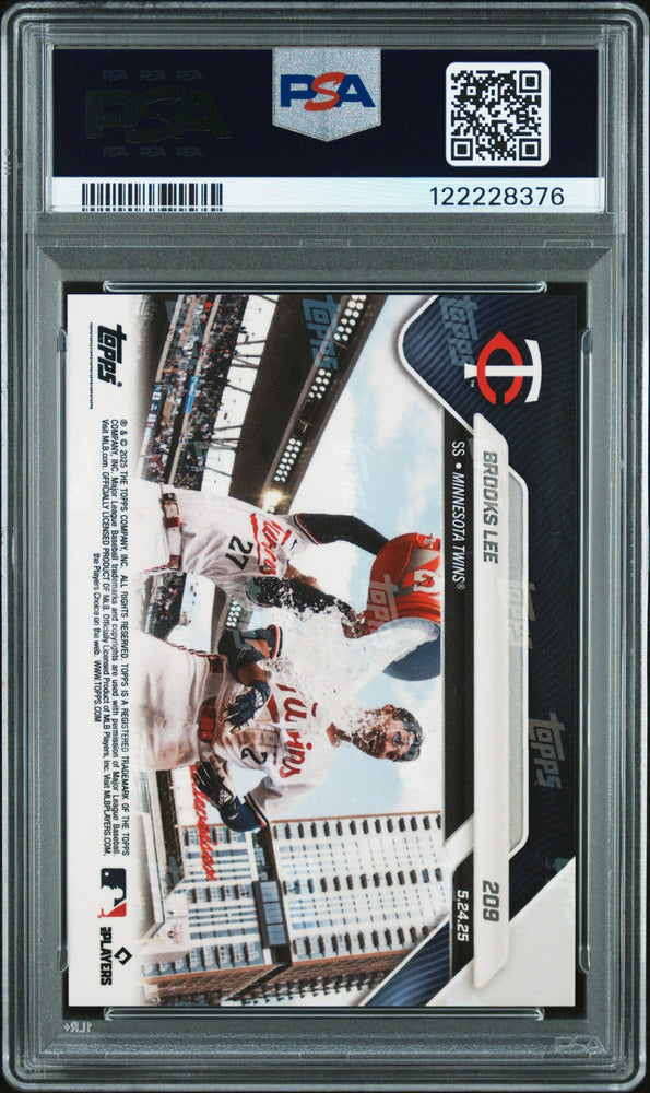 Graded 2025 Topps Now Brooks Lee #209 Gold Foil /50 Rookie RC Baseball Card PSA 9 Mint (ONLINE ORDER ONLY)