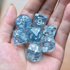 Blue Glitter Stars Dice Series 7-Dice Set (Online Only)