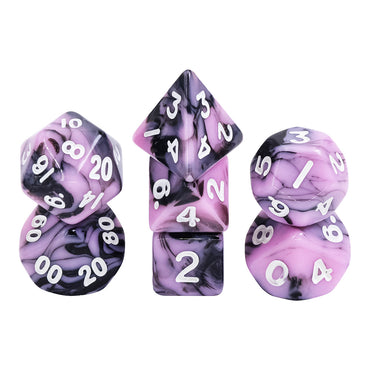 Black Pink Blend 7-Dice Mini-Dice RPG Set w/White Numbers Miniature Dice (Online Only)