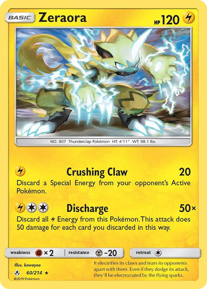 Zeraora (60/214) (Cracked Ice Holo) (Theme Deck Exclusive) [Sun & Moon: Unbroken Bonds] (Online Only)