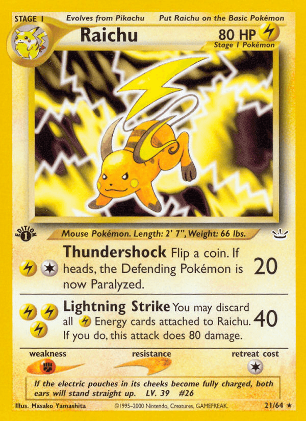Raichu (21/64) [Neo Revelation 1st Edition] (Online Only)