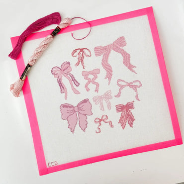 Cotswold Co Designs - Hand Painted Coquette Bow 8” Pillow Needlepoint Canvas (ONLINE ORDER ONLY)