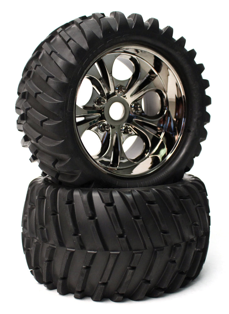 CEN Racing V-Pattern Wheels & Tires (Pre-Glued 1pr) for Colossus XT (ONLINE ORDER ONLY)